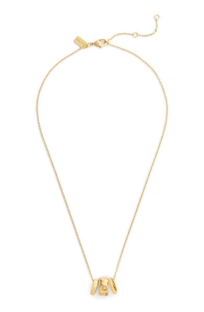 COACH Braided Signature Rondelle Pendant Necklace, Main, color, 