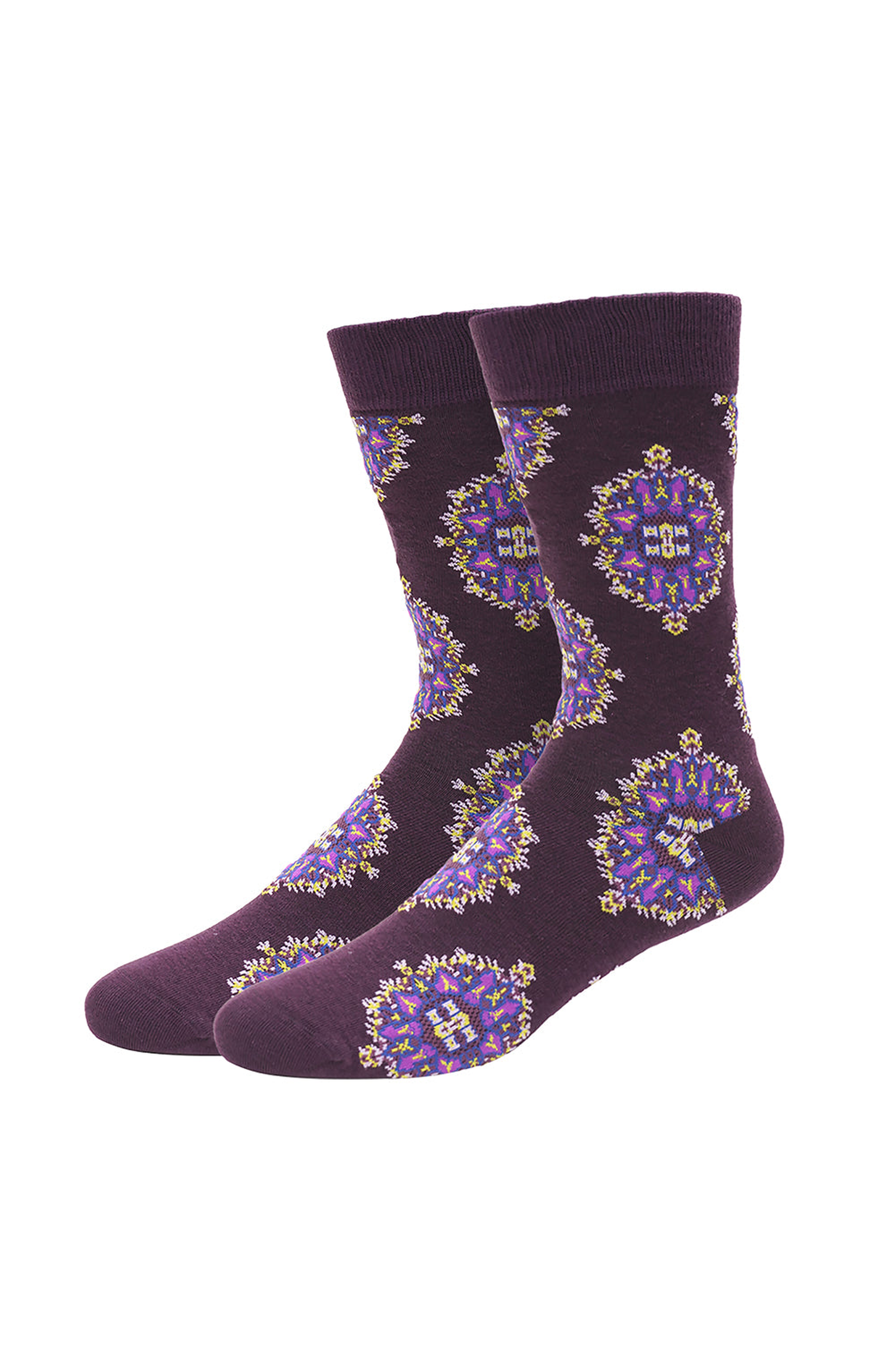Beau Ties of Vermont Medallion Men's Socks in Purple Medallion 