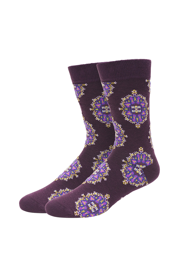Medallion Men's Socks, Main, color, Purple Medallion