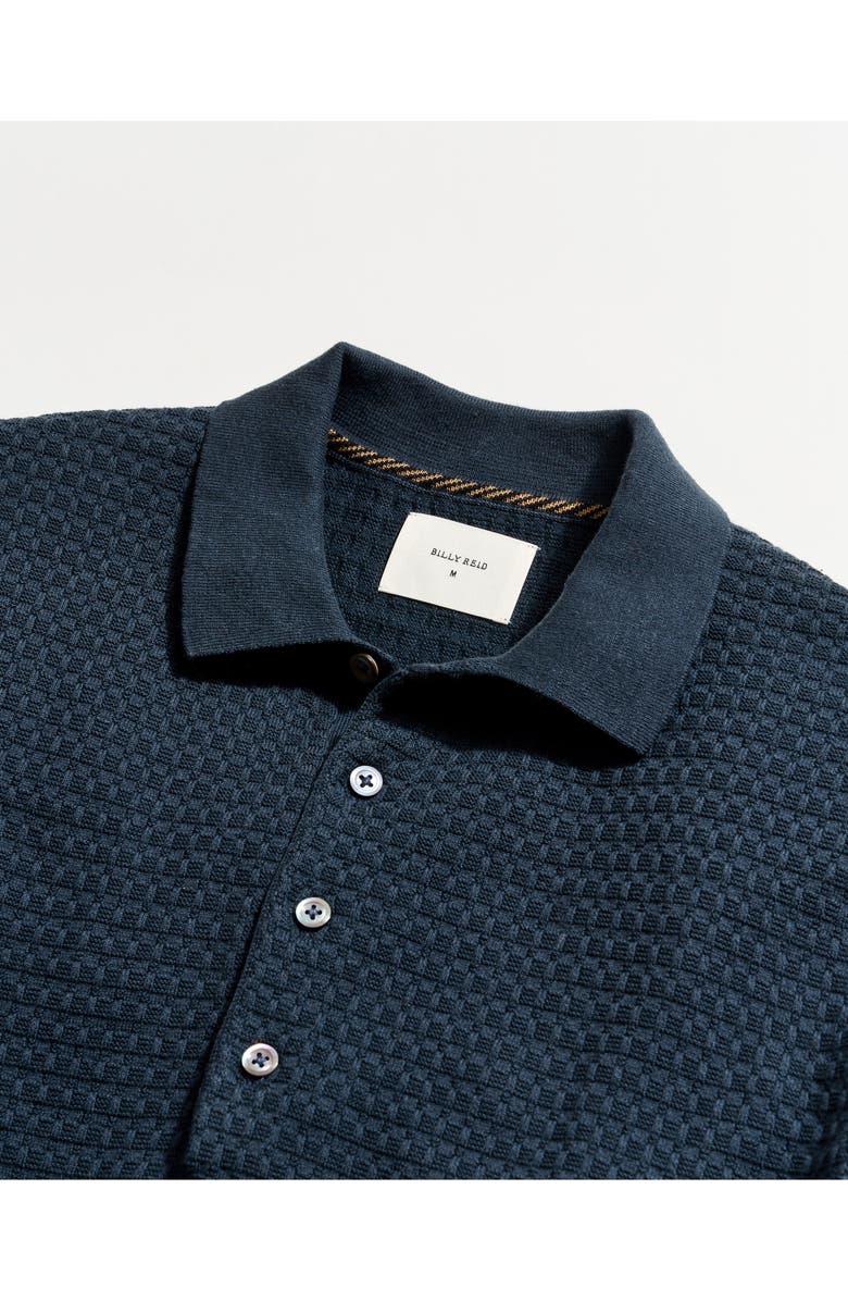 Billy Reid Grid Links Long Sleeve Polo, Alternate, color, Carbon Blue