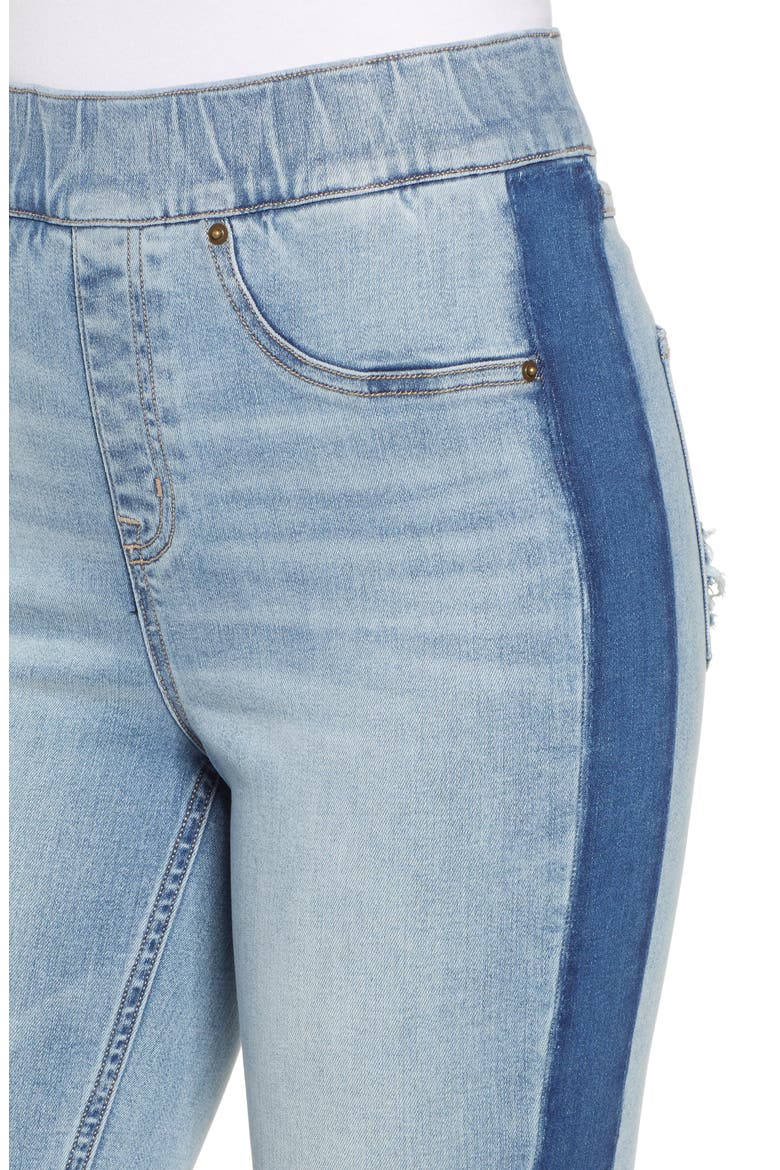 Washed Side Stripe Denim Leggings, Alternate, color, LIGHT WASH
