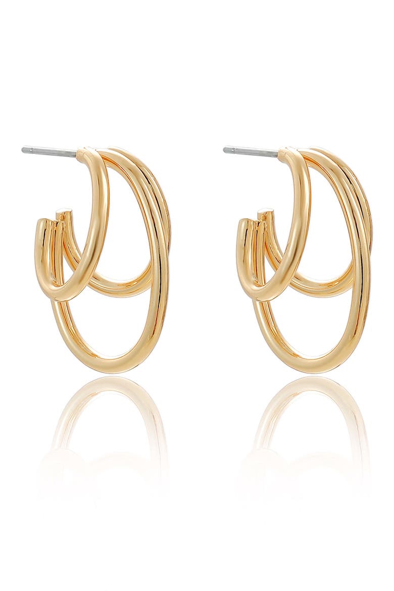Triple Bar Hoop Earrings, Alternate, color, GOLD