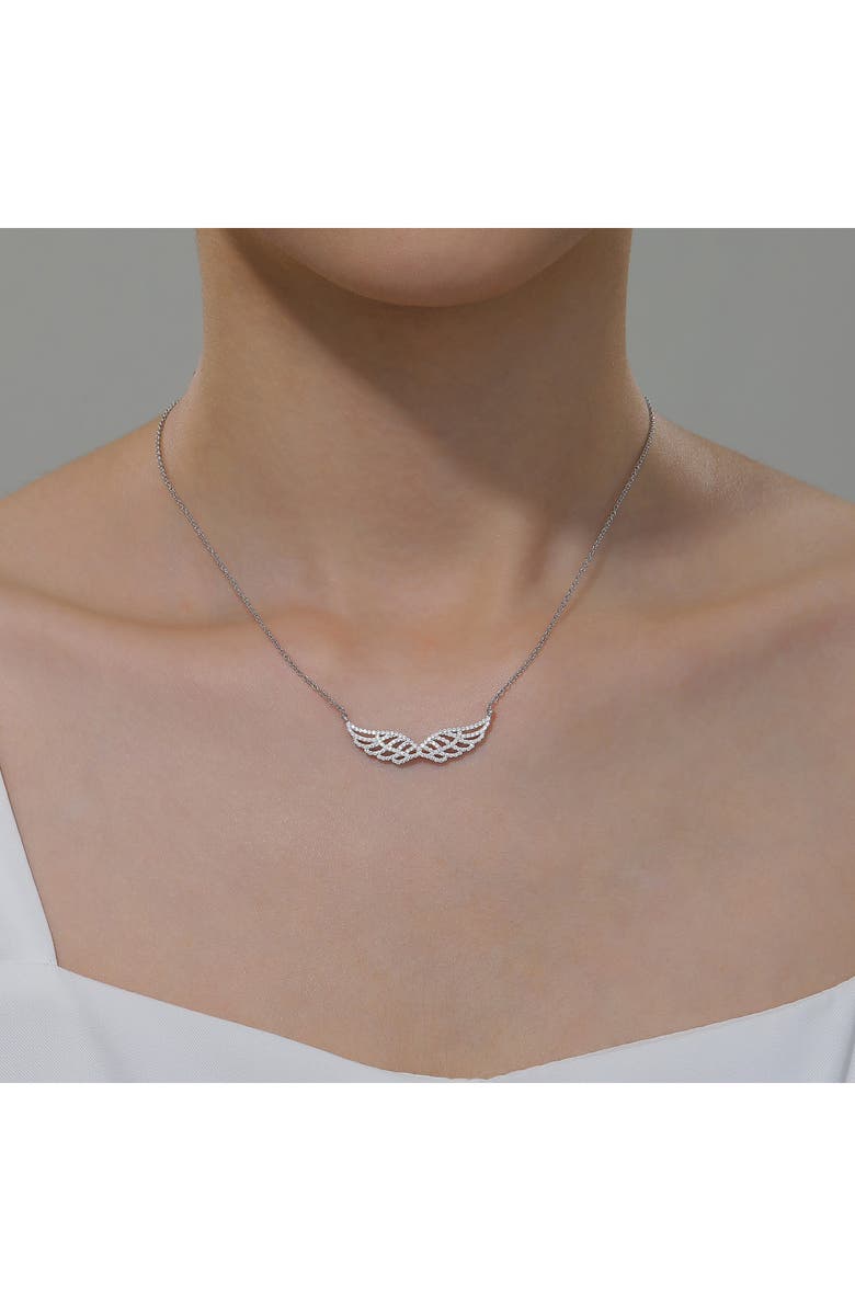 Lafonn Angel Wings Simulated Diamond Pendant Necklace, Alternate, color,