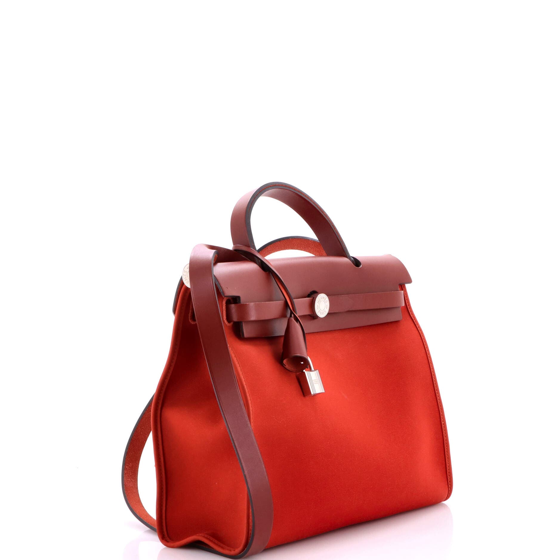 Pre-Owned Hermes Herbag Zip Leather and Toile 31, Alternate, color, Terre Battue