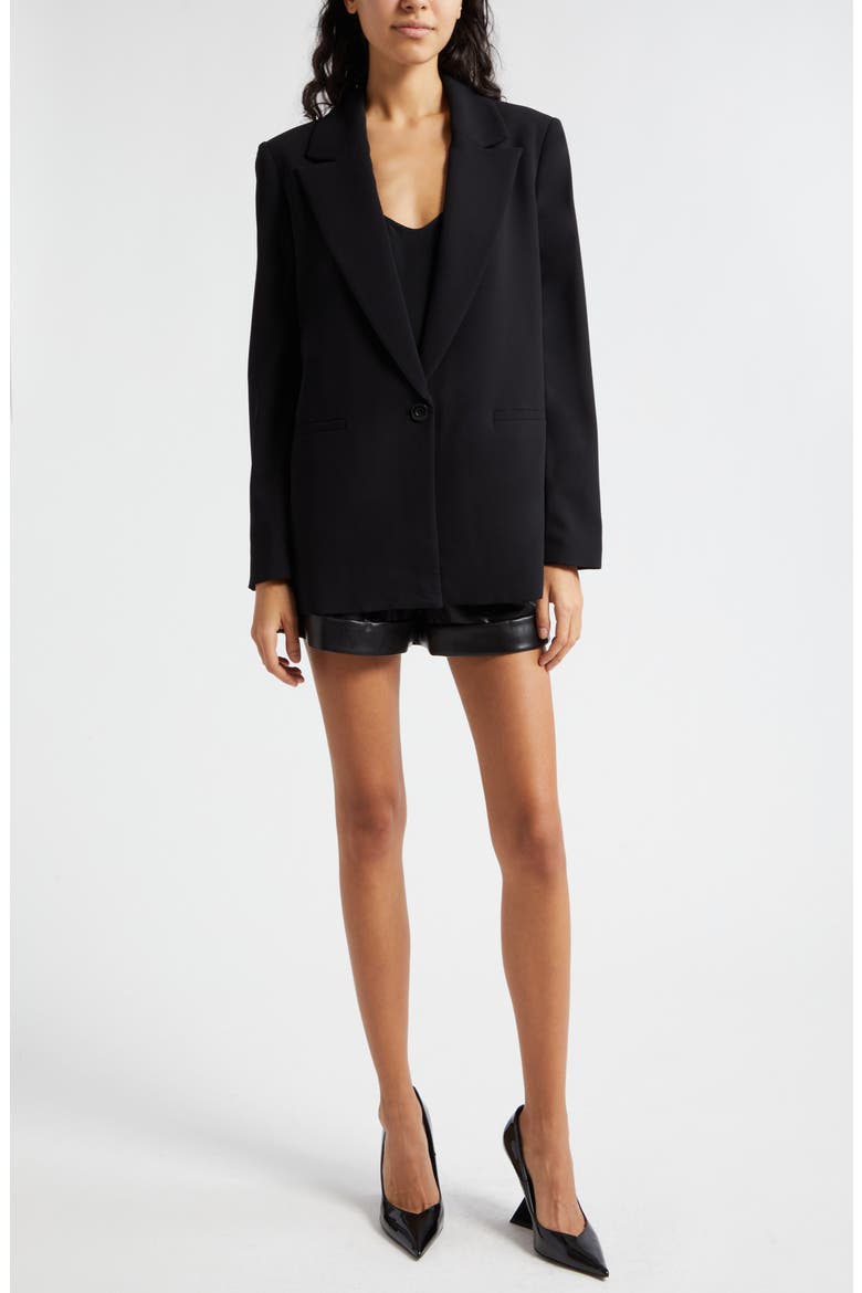 Conry Pleated Cuff Hem Faux Leather Shorts, Alternate, color, BLACK