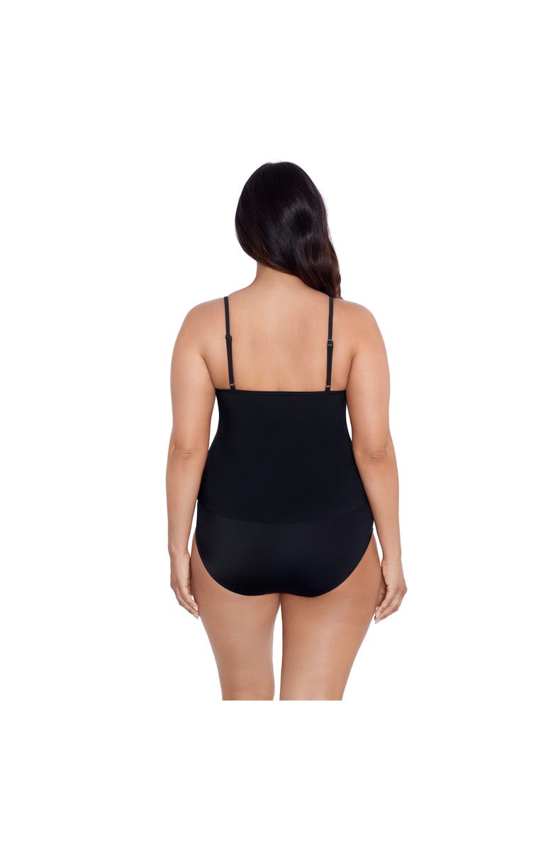 Trimshaper Rachel 5 Tier Ruffle Tankini Swimsuit Top, Alternate, color, Black