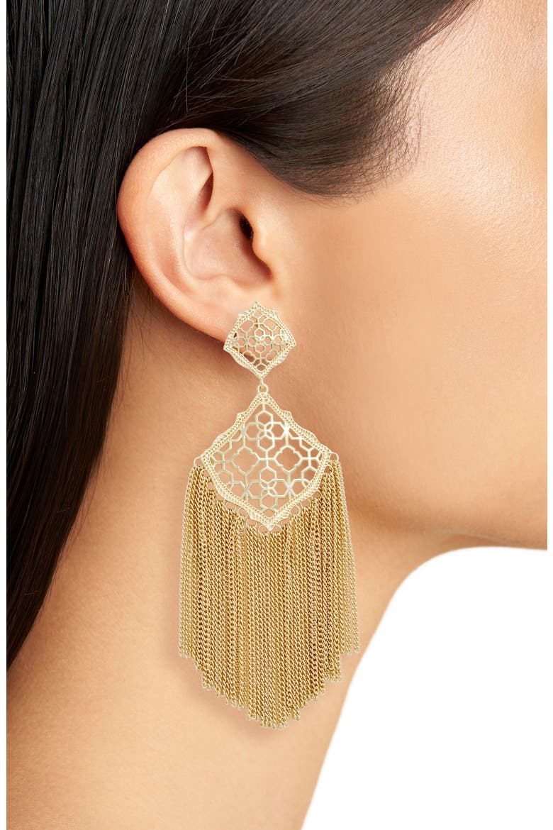 Kimora Fringe Drop Earrings, Alternate, color, GOLD FILIGREE