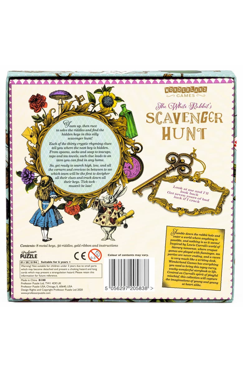 Professor Puzzle White Rabbit
s Scavenger Hunt Wonderland Game Riddles Keys 6+, Alternate, color, Multicolored