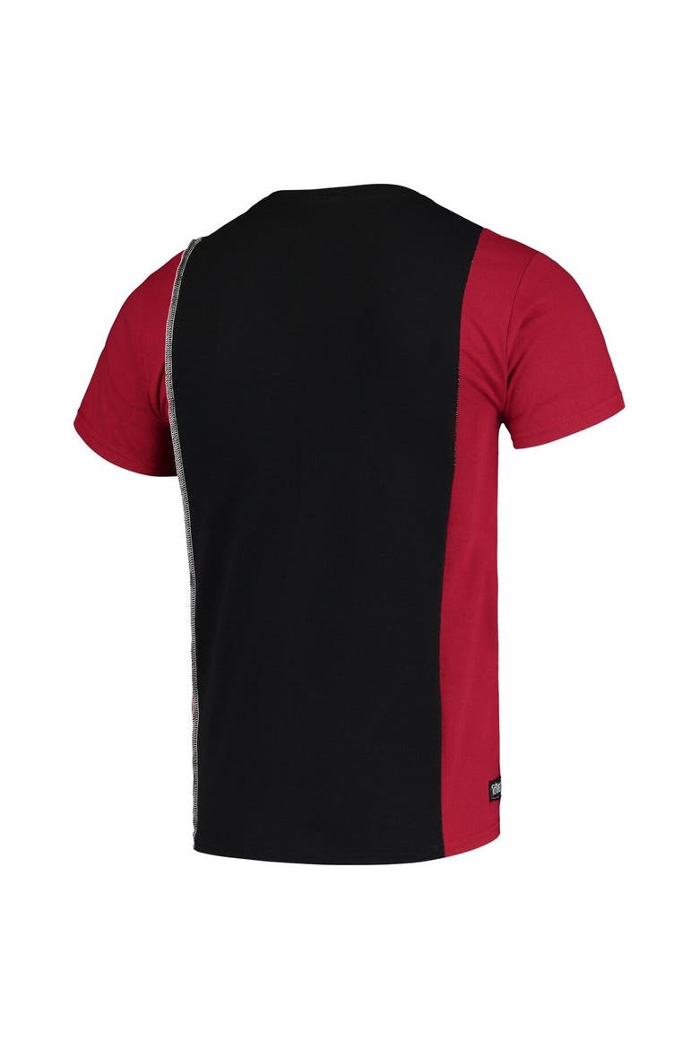 Men's Refried Apparel Black/Cardinal Arizona Cardinals Sustainable Upcycled Split T-Shirt, Alternate, color, Black