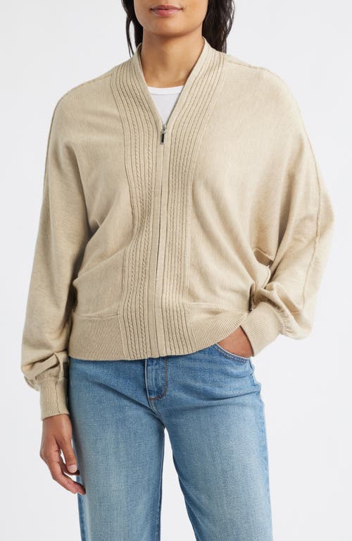 Wit & Wisdom Dolman Sleeve Zip Cardigan In Neutral