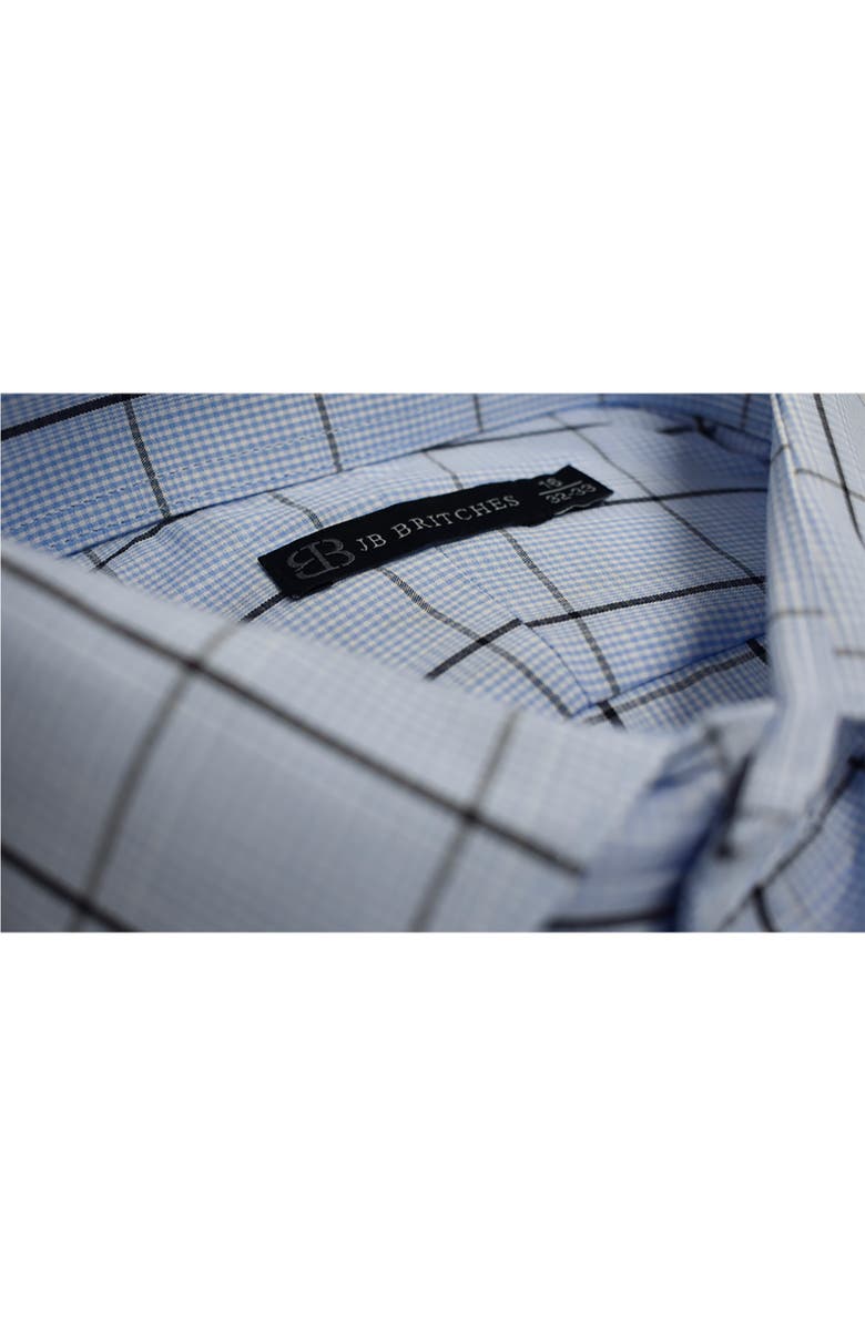JB Britches Trim Fit Plaid Button-Down Dress Shirt, Alternate, color, Light Blue