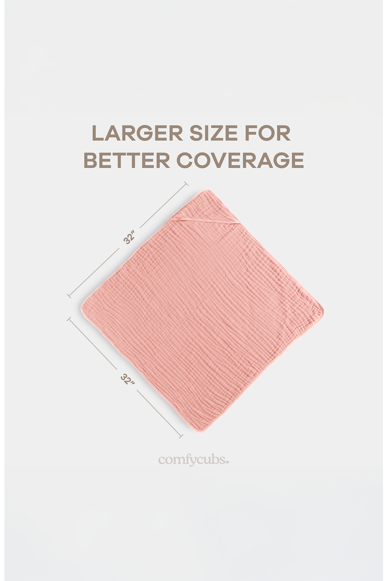 Hooded Baby Towels - 6 Layers, Pack of 2, Alternate, color, Bold Blush