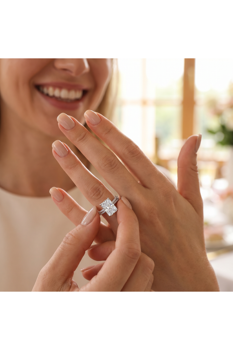 Certified 3.44Ct Cassidy Radiant Cut Diamond Engagement Ring 14k Gold Lab Grown, Alternate, color, 14k White Gold