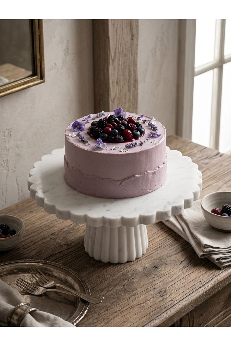 Bobby White Marble Cake Stand, Alternate, color, Ivory White