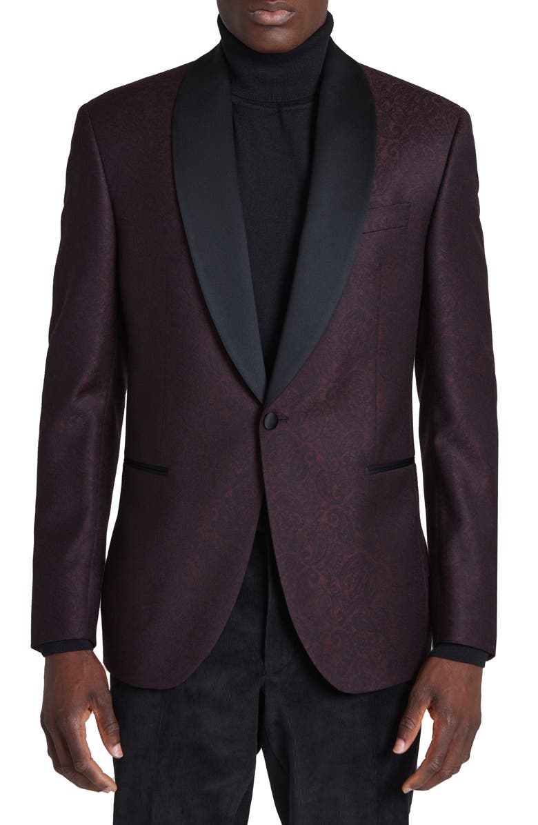 Jack Victor Ethan Paisley Shawl Collar Wool Blend Dinner Jacket, Alternate, color, 