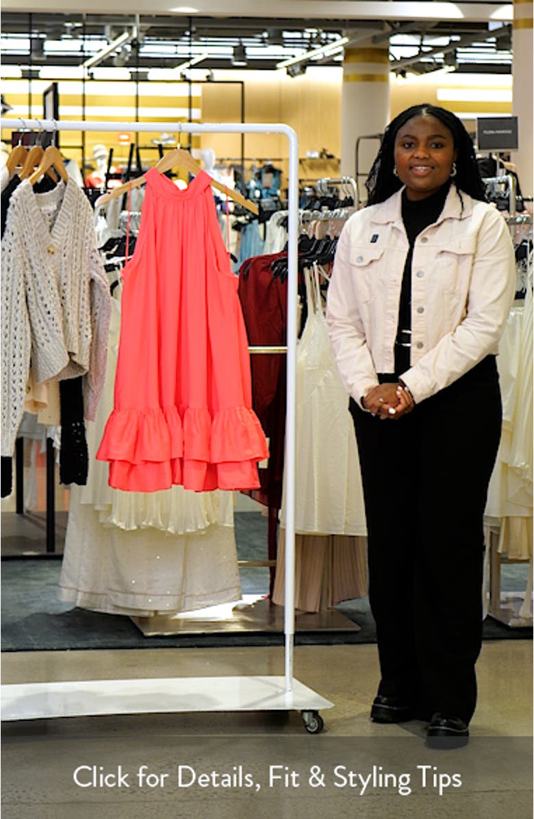 Erna Tie Back Ruffle Sleeveless Matte Satin Minidress, sales video thumbnail