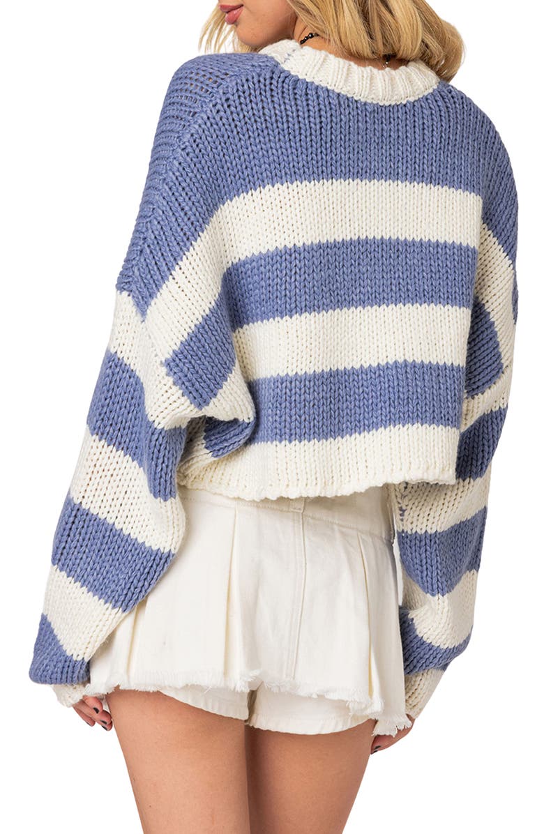 EDIKTED Ozzy Stripe Crop Sweater, Alternate, color, 