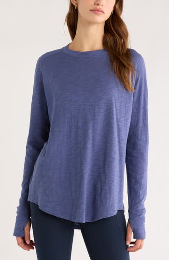 Zella Relaxed Washed 2.0 Long Sleeve Slub Tee | Nordstrom