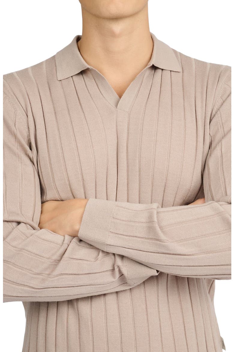 Extra Fine Merino Wool Johnny Collar Polo, Alternate, color, OXFORD TAN
