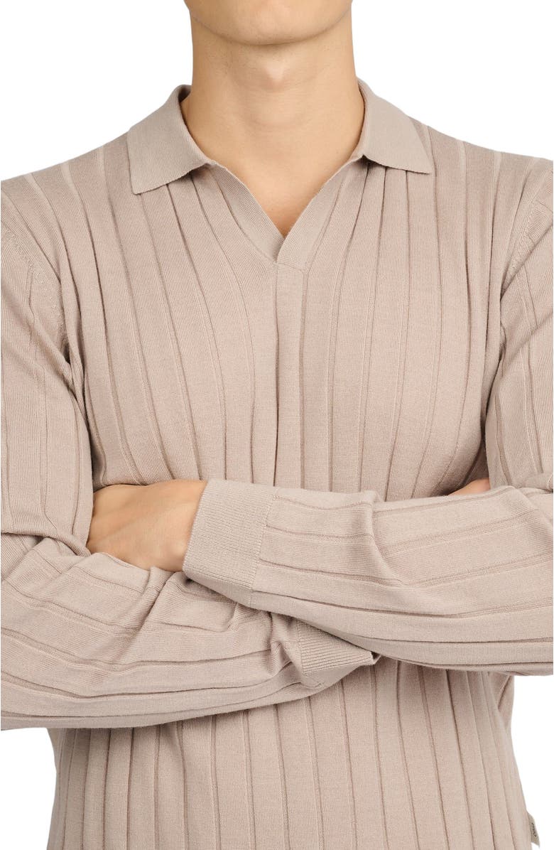 Onia Extra Fine Merino Wool Johnny Collar Polo, Alternate, color, Oxford Tan