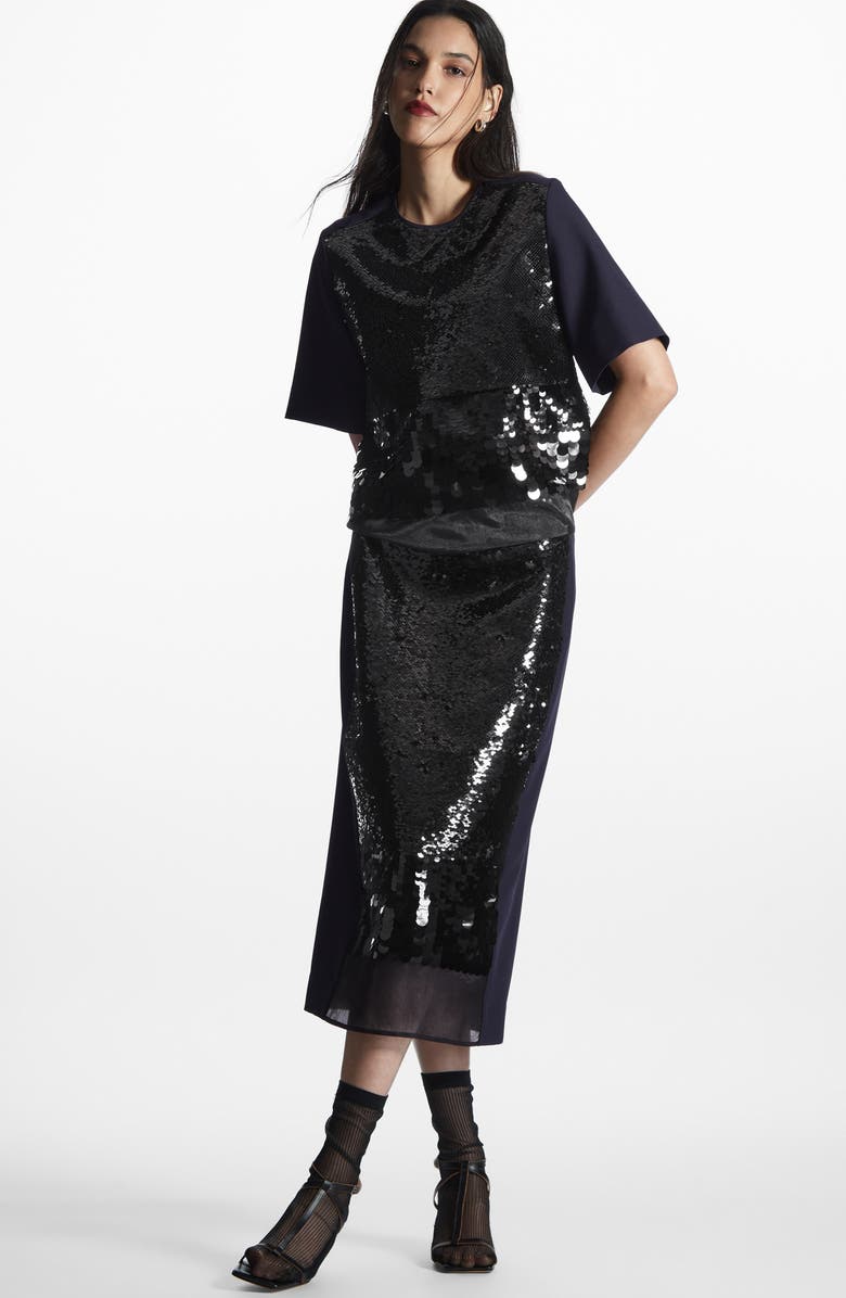 COS Sequin Recycled Polyester T-Shirt, Alternate, color, 