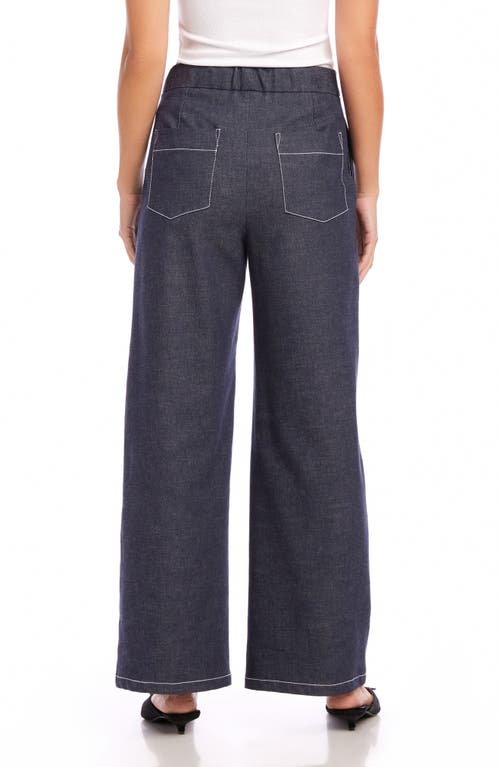 Fifteen Twenty Miles Wide Leg Stretch Cotton Twill Pants In Navy