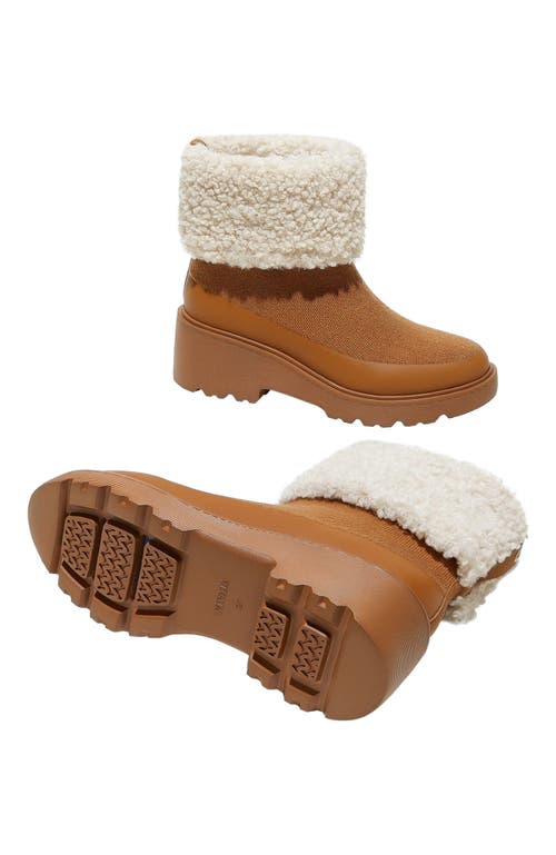 Vivaia Faux Fur Platform Chunky Wedge Boots In Brown