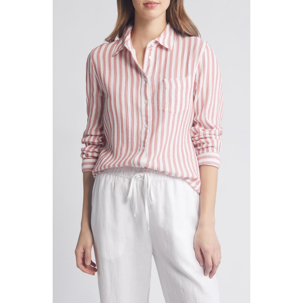 Caslonr Caslon(r) Casual Gauze Button-up Shirt In Pink C- White Katie Stripe