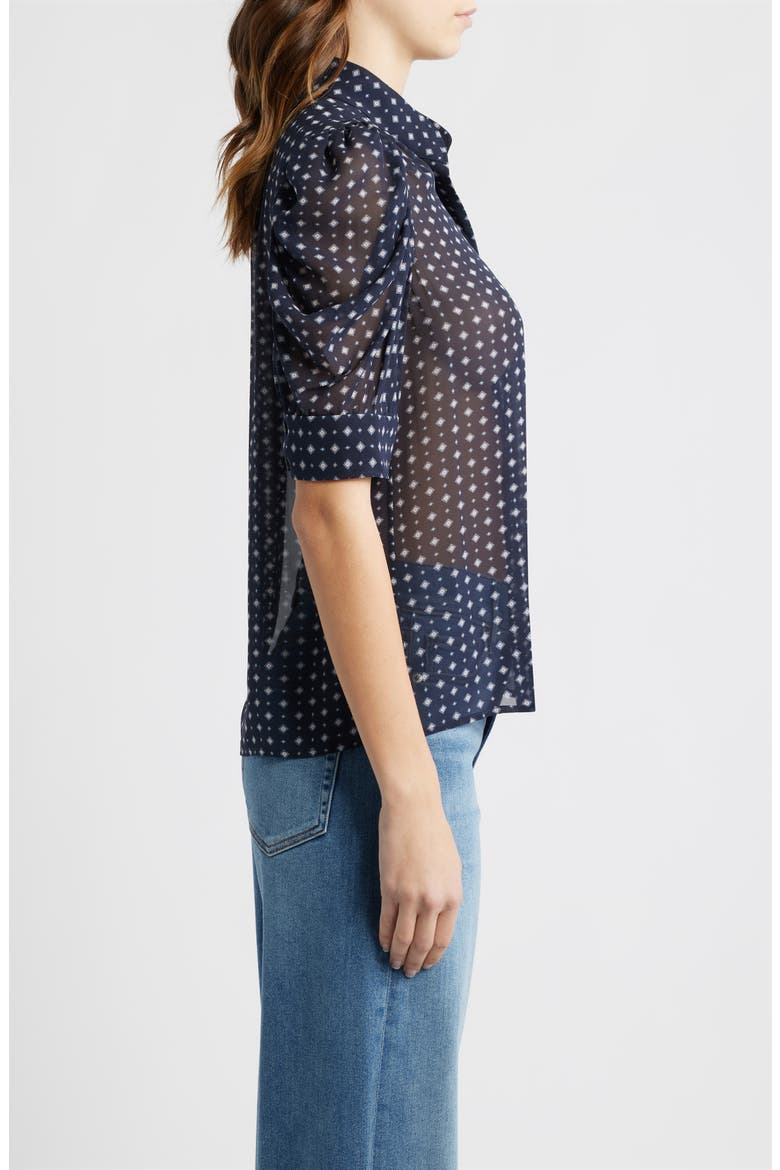 Gillian Print Silk Button-Up Shirt, Alternate, color, NAVY MULTI