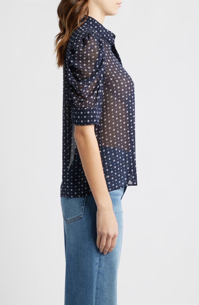 FRAME Gillian Print Silk Button-Up Shirt, Alternate, color, Navy Multi