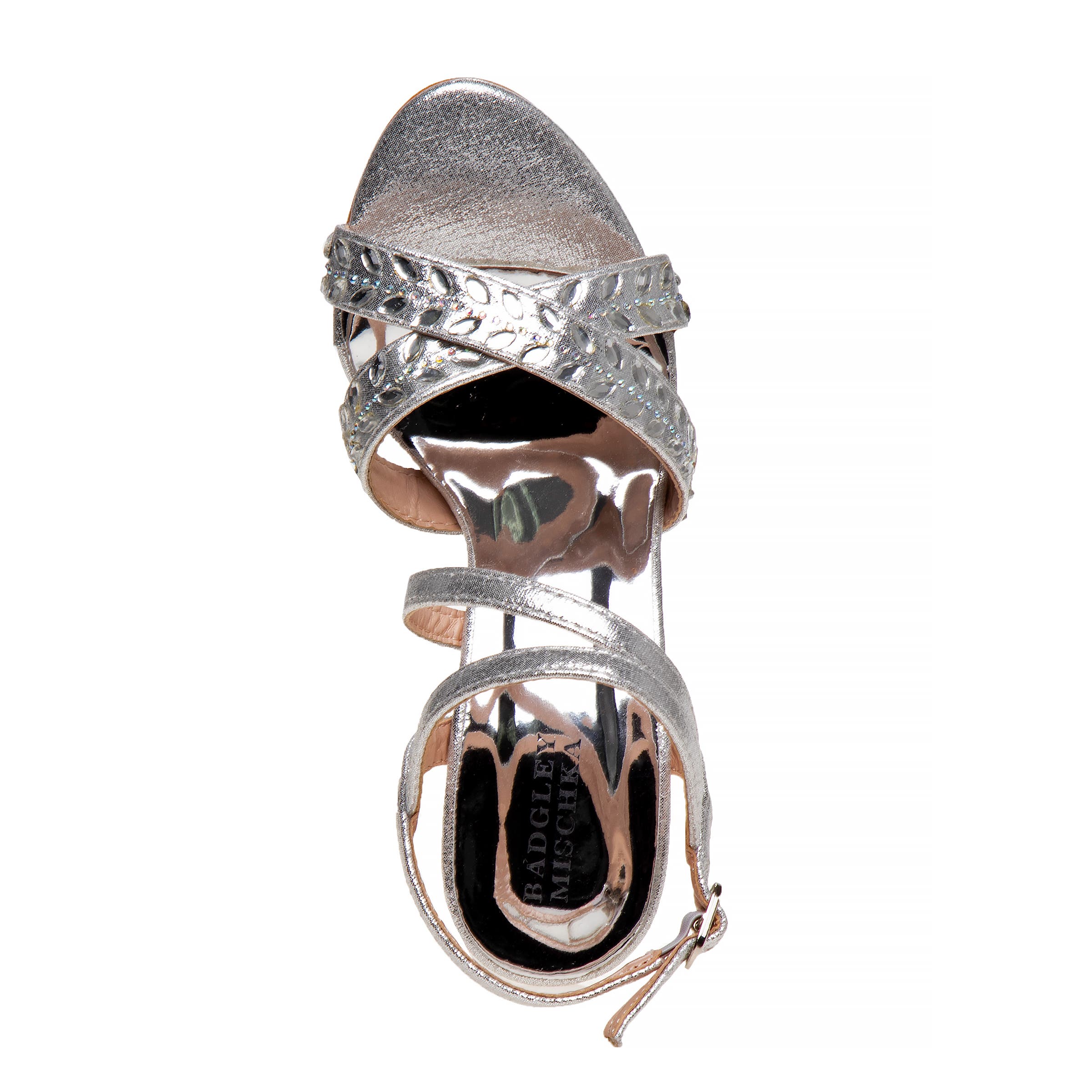 BADGLEY MISCHKA Big Girls Dress Heel Sandals, Alternate, color, Silver