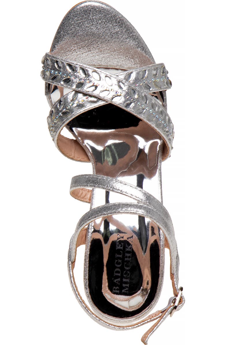 BADGLEY MISCHKA Big Girls Dress Heel Sandals, Alternate, color, Silver