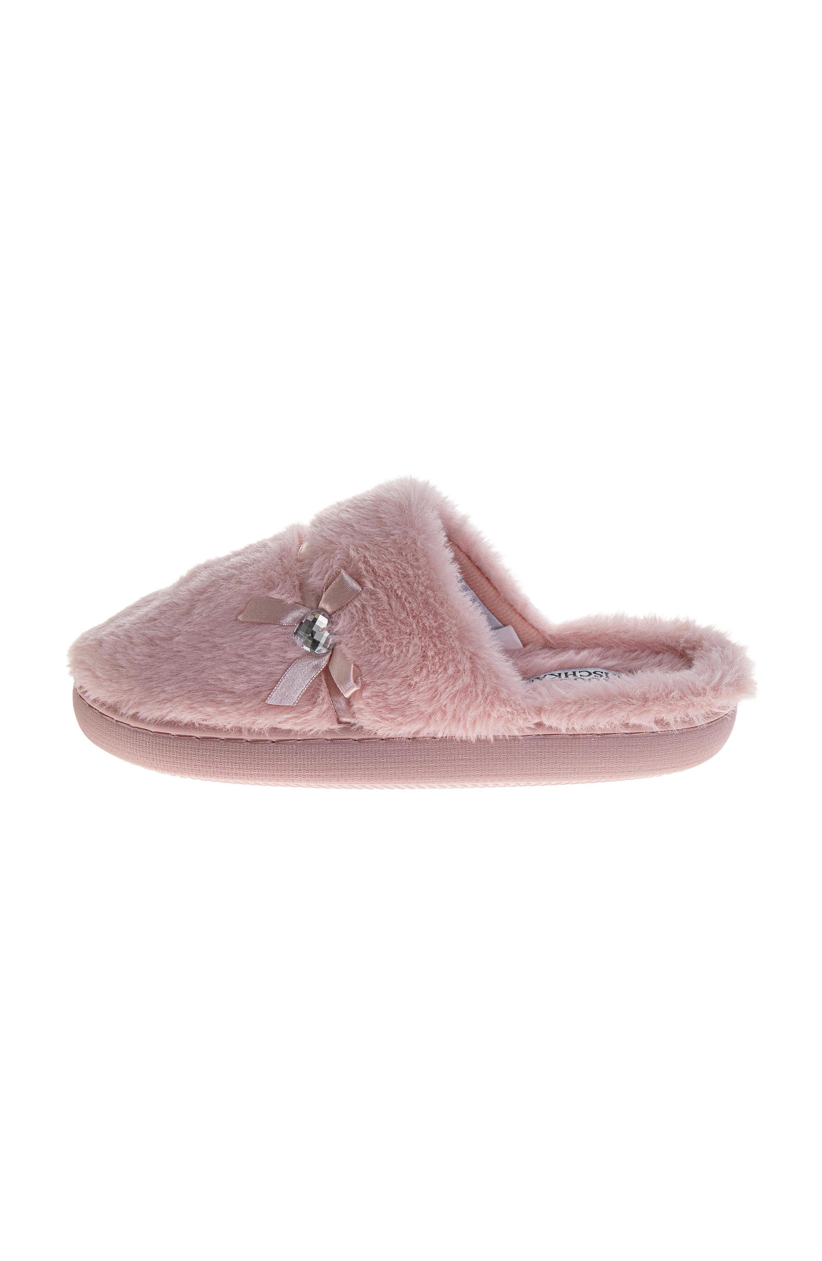 Womens Sparkling Brooch Slippers, Alternate, color, PINK