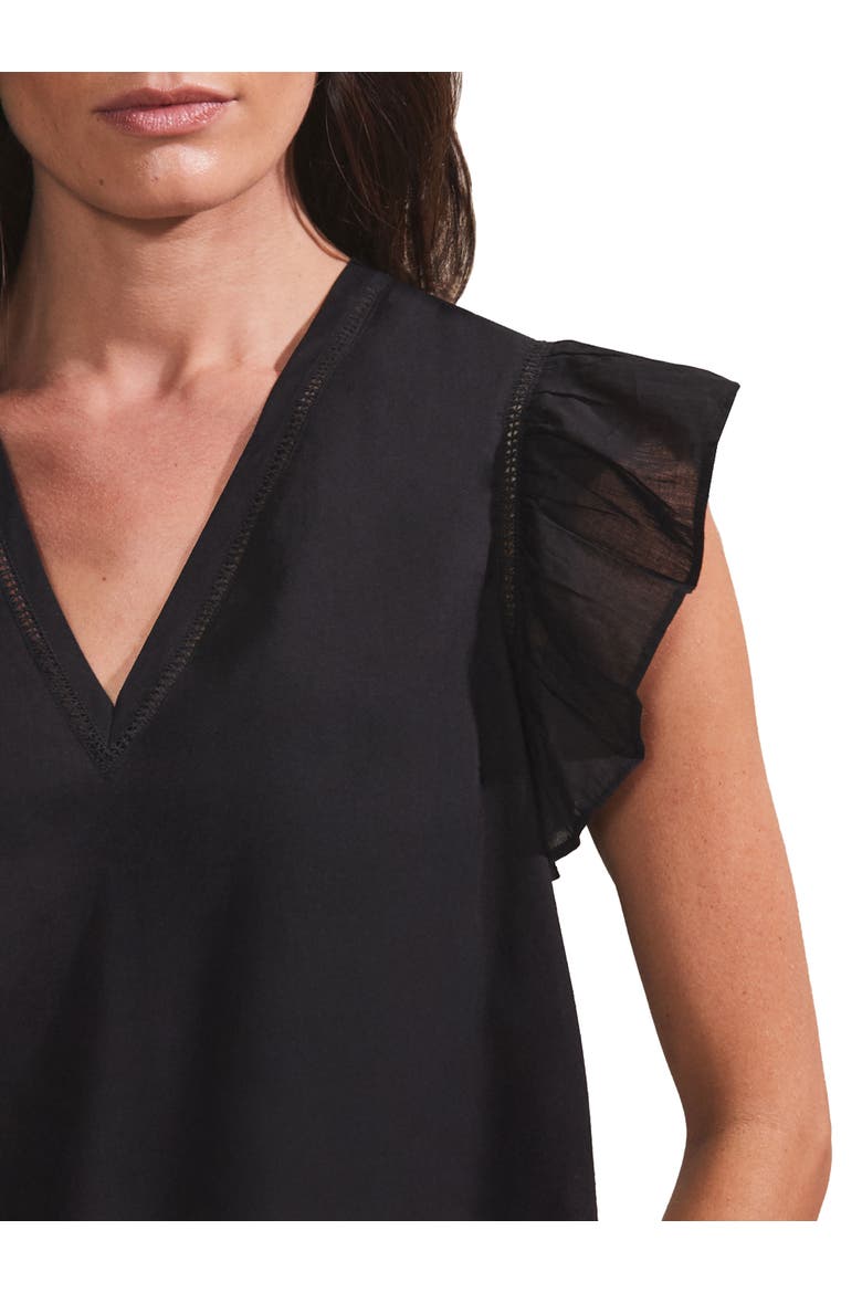 Cotton Frill Sleeve Top, Alternate, color, Black