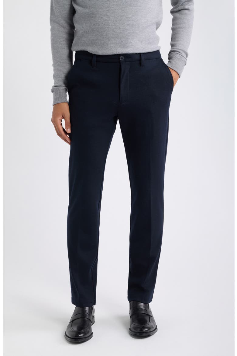 Flat Front Wool Blend Chino Pants, Main, color, NAVY