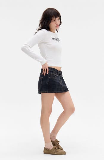 Striped Denim Ultra Miniskirt