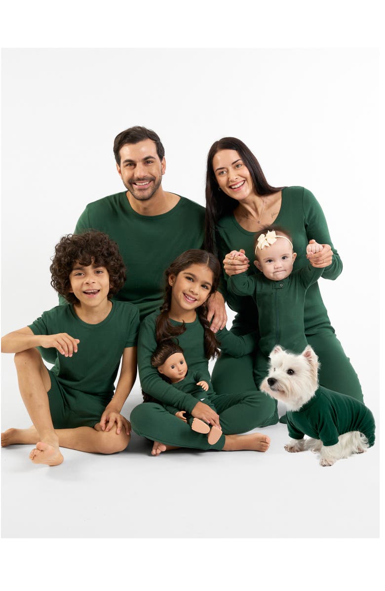 Leveret Footed Solid Cotton Matching Family Pajamas, Alternate, color, Uniform Green