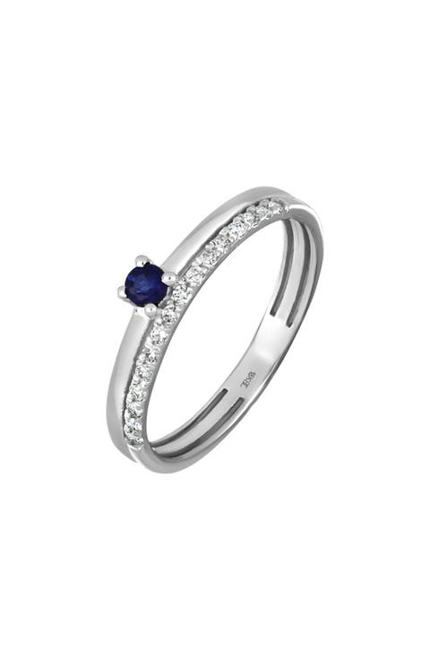 El Mar 18K White Gold Sapphire & Diamond Stackable Ring