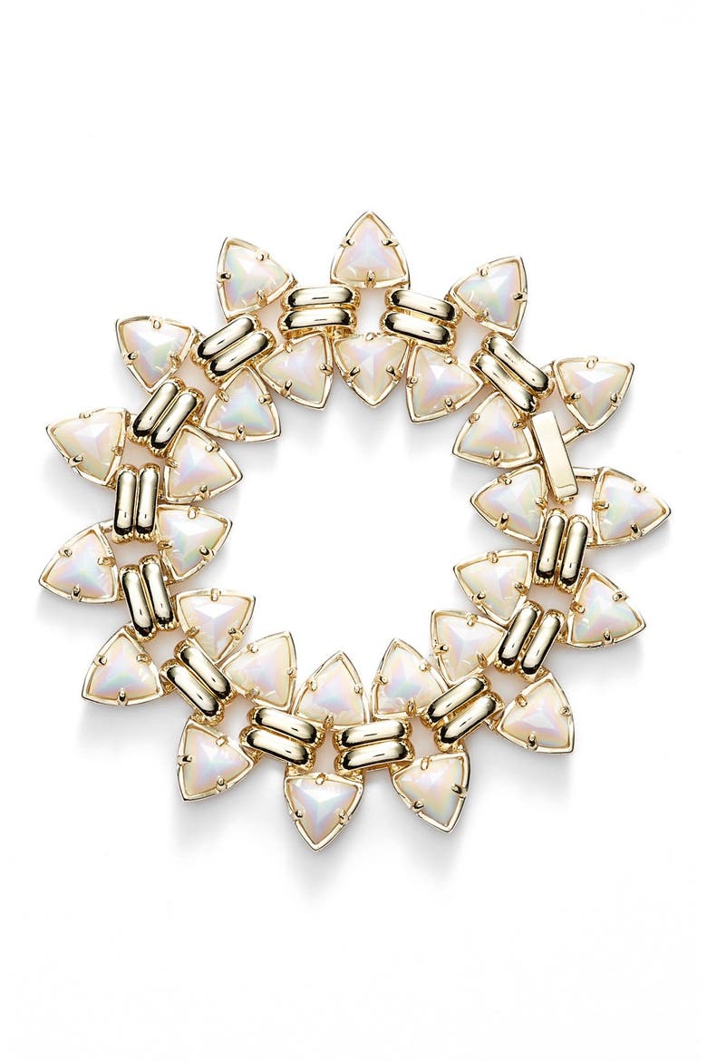 'Robby' Triangle Stone Bracelet, Main, color, IRIDESCENT WHITE OPAQUE GLASS