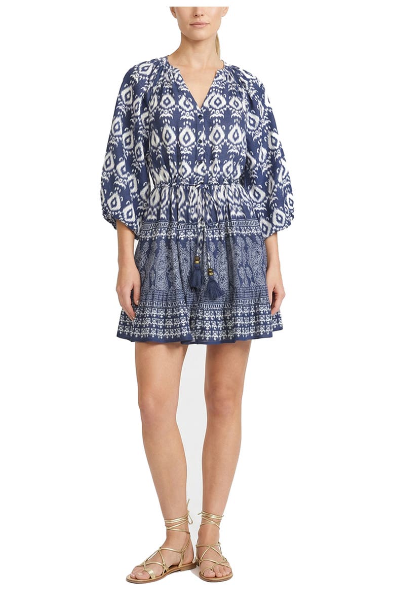 Change of Scenery Sam Balloon Sleeve Elastic-Waist Mini Shirtdress, Alternate, color, Tivara Ikat