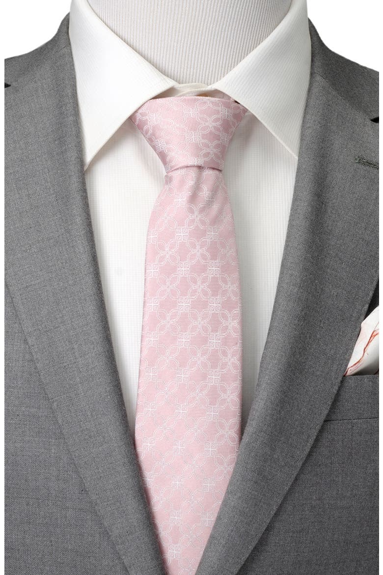 Pink Art Deco Silk Tie, Alternate, color, PINK