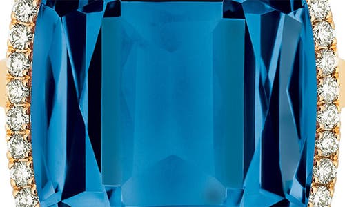 Goshwara Gossip Cushion Cut Blue Topaz & Diamond Cocktail Ring In Blue