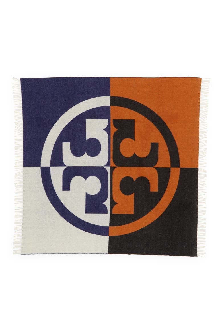 Colorblock Jacquard Wool Square Scarf, Alternate, color, NAVY