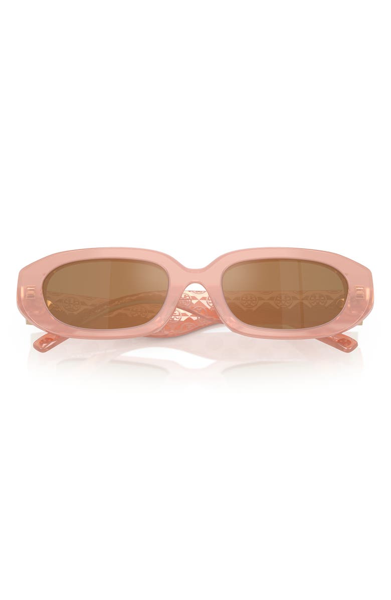 Tory Burch 52mm Irregular Sunglasses, Alternate, color, Milky Wine Pink / Brown