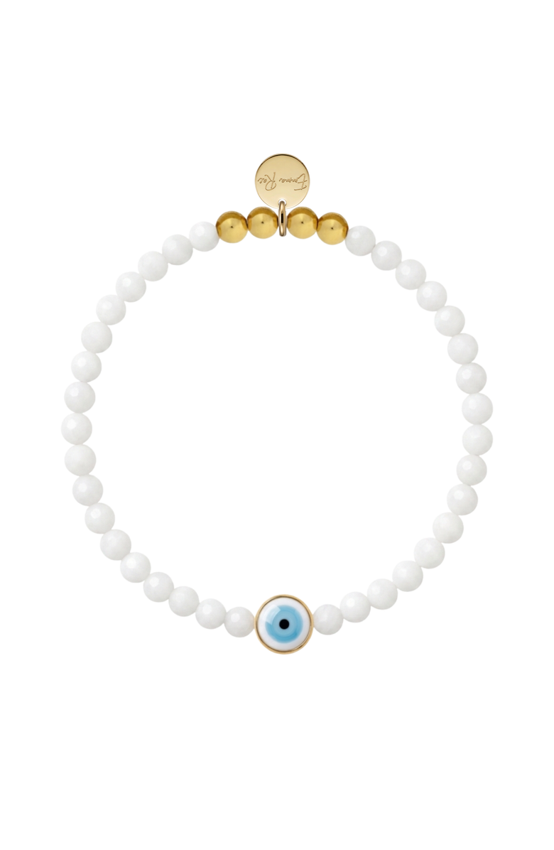 Emma Rae Evil Eye Semi-Precious Gemstone Beaded Bracelet, Main, color, White