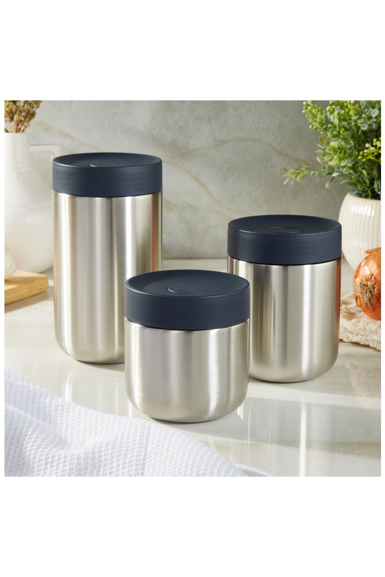 Nommie 12-Ounce Stainless Steel Food Container, Alternate, color, NAVY AND STEEL