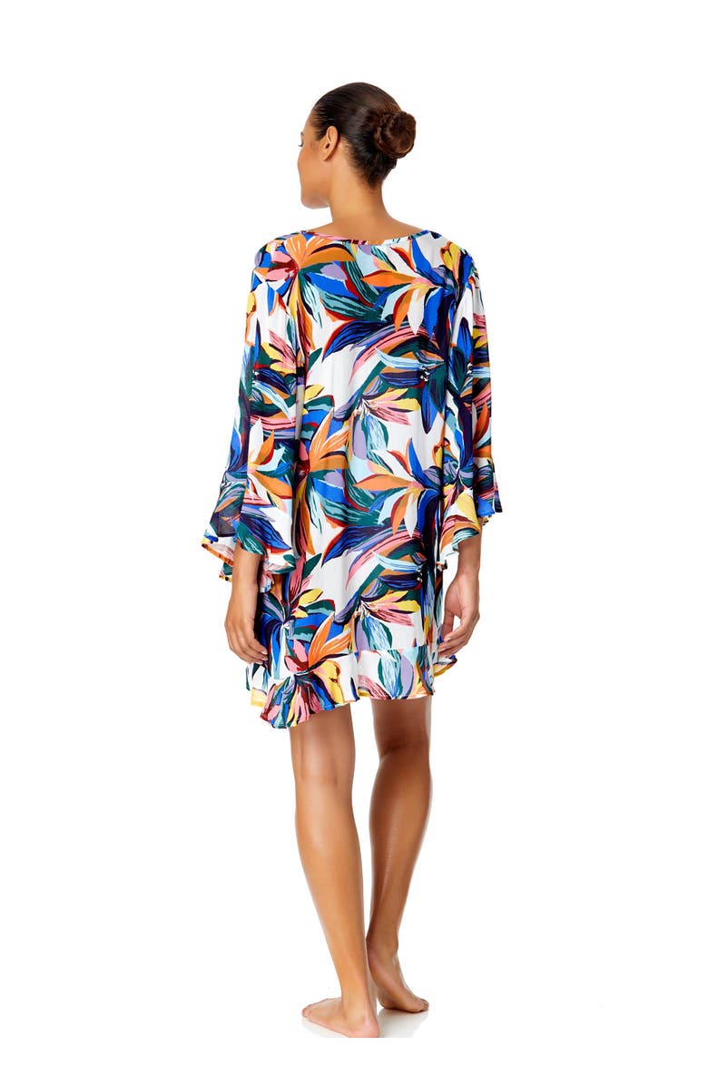 Anne Cole Women's Gradient Floral Flounce V Neck Tunic Swimsuit Cover Up, Alternate, color,