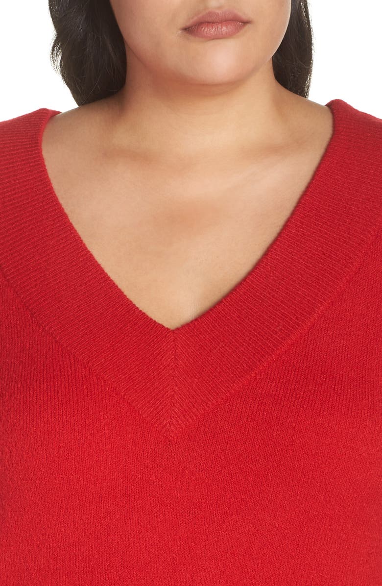 Leith Fluffy Deep V-Neck Pullover, Alternate, color, 