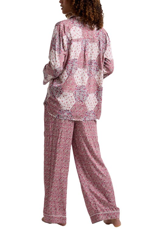Lily And Lionel London Evie Long Sleeve Print Pajama Set In Pink