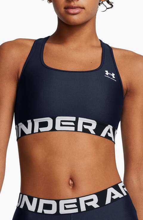 HeatGear® Mid Racerback Logo Jacquard Sports Bra
